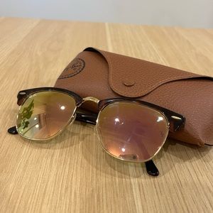 Ray-Ban Rose Gold Clubmaster with Leather Case